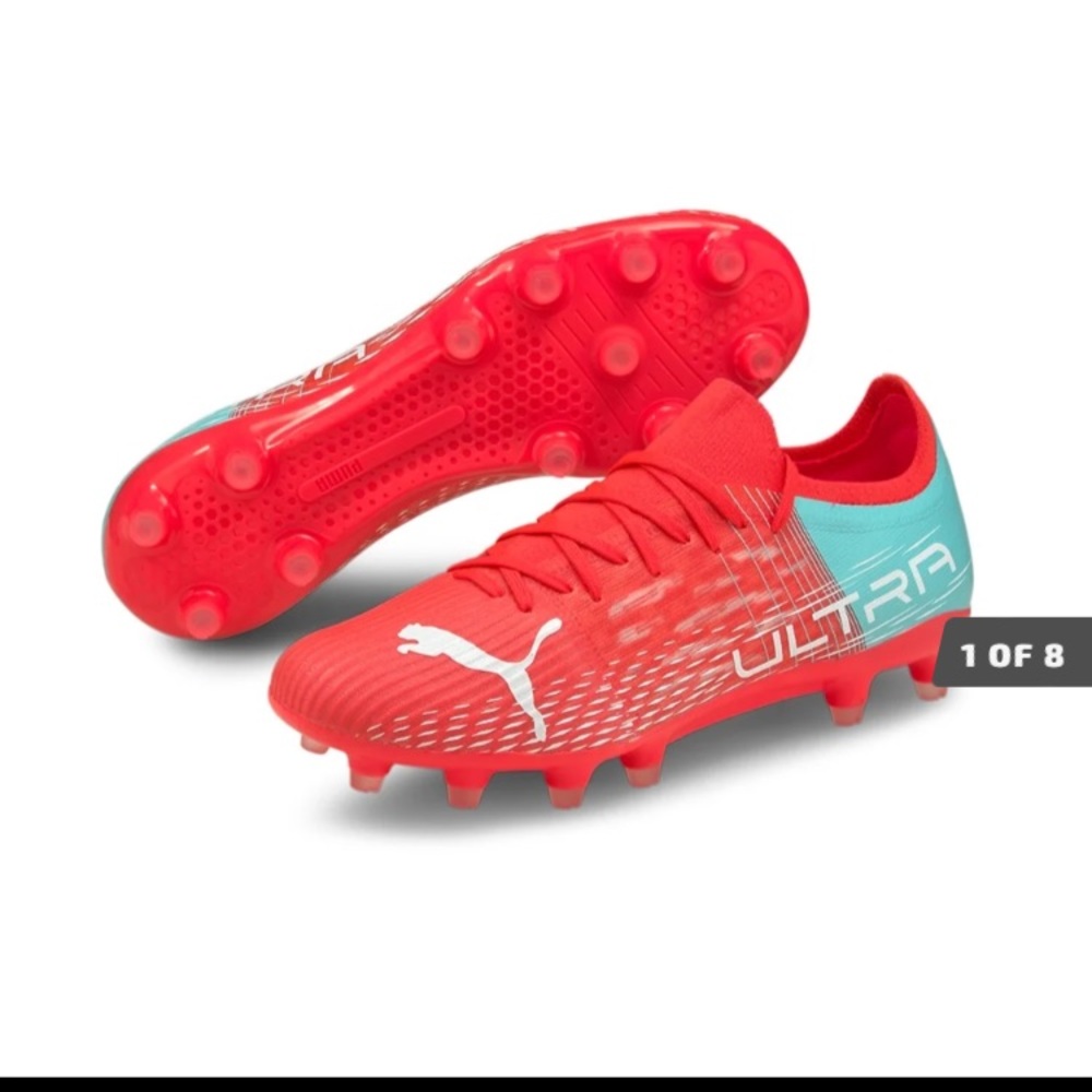 Puma Ultralite pink/red and blue soccer cleats NWT